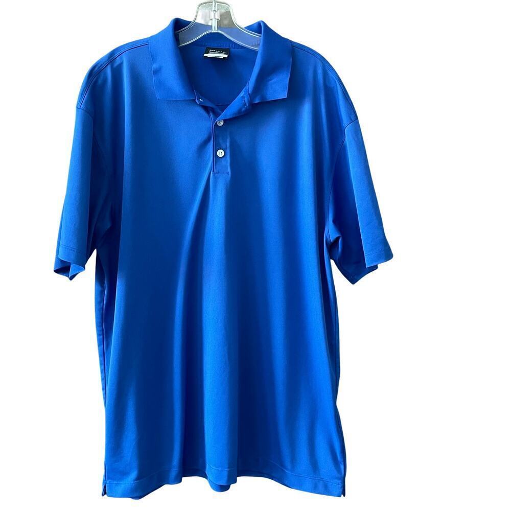 Nike Golf Royal Blue Short Sleeve Mens Polo Shirt Sz XL White Logo Casual Preppy